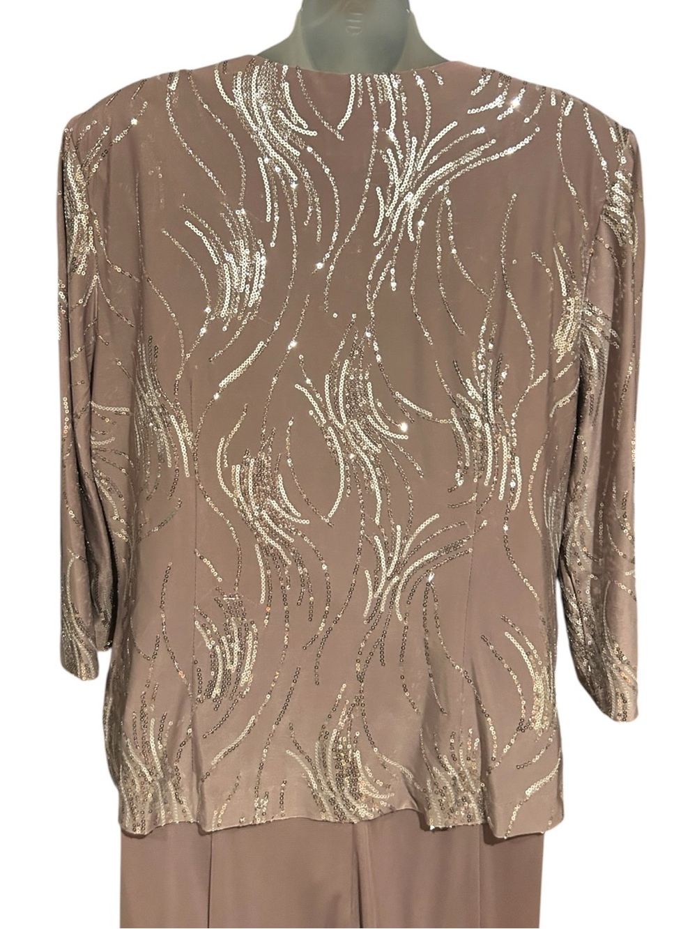 Alex Evenings Sequin Mock Two-Piece Dress with Jacket Size 14 Pewter and Silver - Picture 13 of 16
